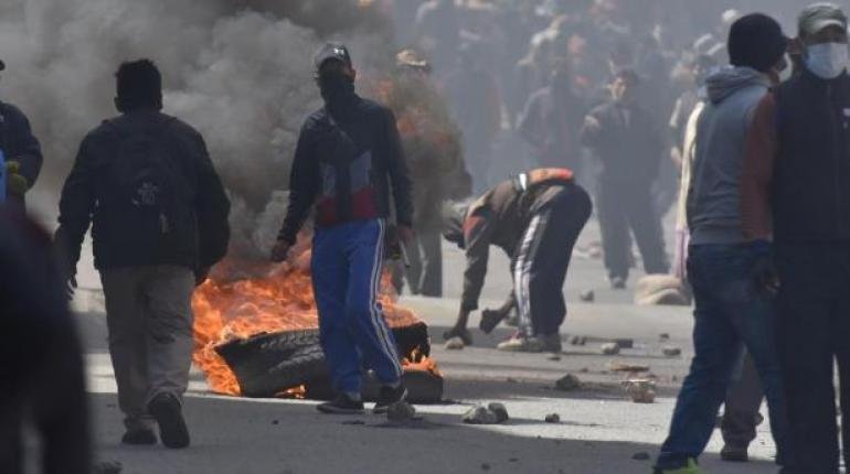 Protesta de cocaleros contra el mercado paralelo en La Paz. | APG